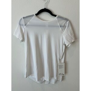 Lululemon Sculpt Short Sleeve Shirt White Mesh Running Tee Women Size 6